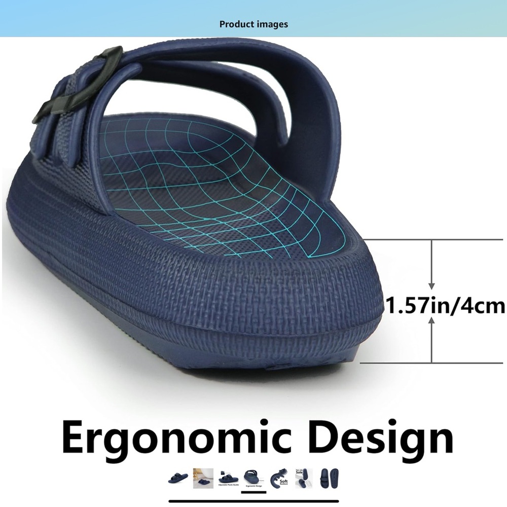 Adjustable “pillow” sandals - Fit Size 5.5-6.5 - Navy & Black - Picture 7 of 7